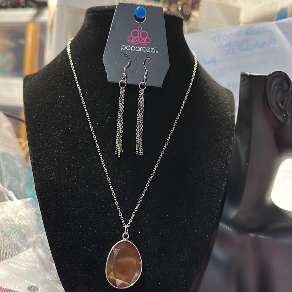 Paparazzi #101 brown necklace with earrings